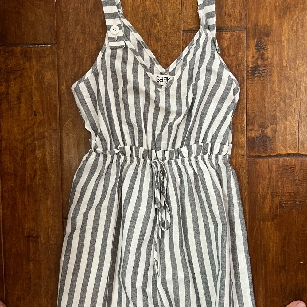 Sleek blue/white stripe dress
